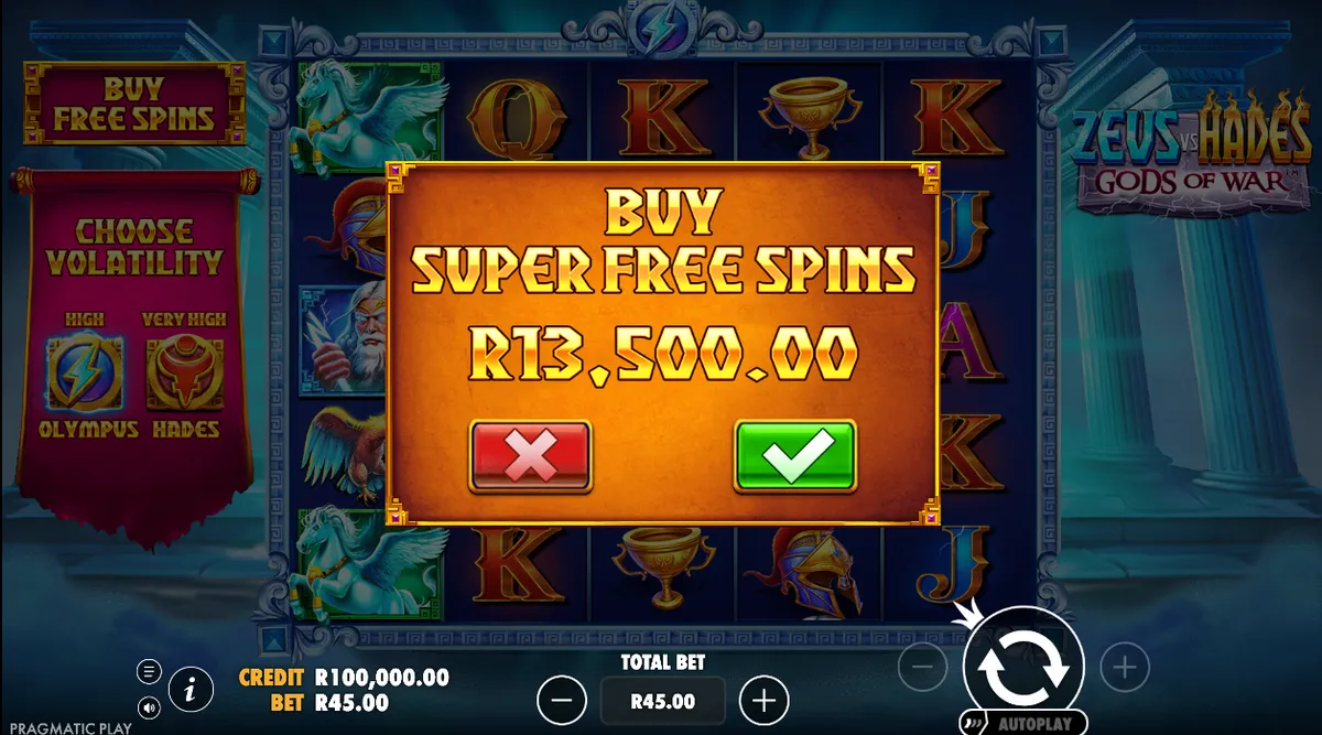 Zeus vs Hades free spins feature